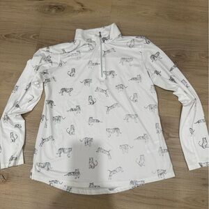 Women's White Long Sleeve Top with Animal Print